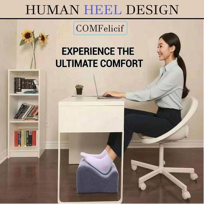 COMFelicify Foot Rest for Under Desk at Work, Ergonomic Under Desk Footrest with Washable Cover, Memory Foam Foot Stool for Office Chair & Gaming Chair, Back & Hip Pain Relief, Blue - Image 2